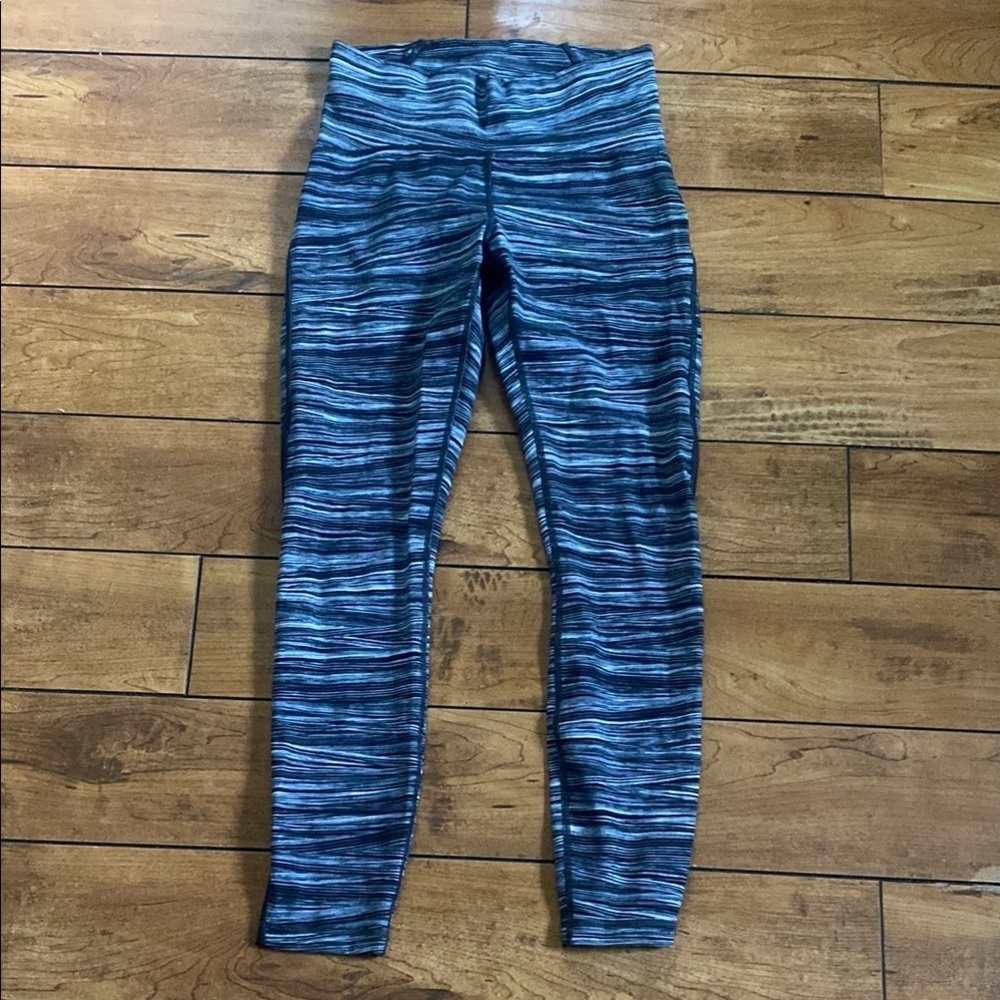 Lululemon Blue and Black Striped Leggings - Picture 2 of 5
